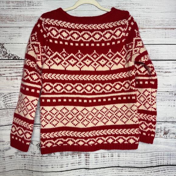 Eddie Bauer Red Lambs Wool & Angora Knit Sweater Sm - Picture 1 of 3
